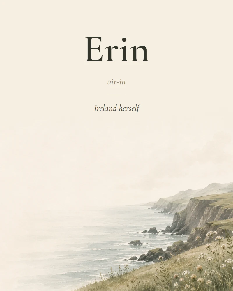 Erin Irish name print with pronunciation