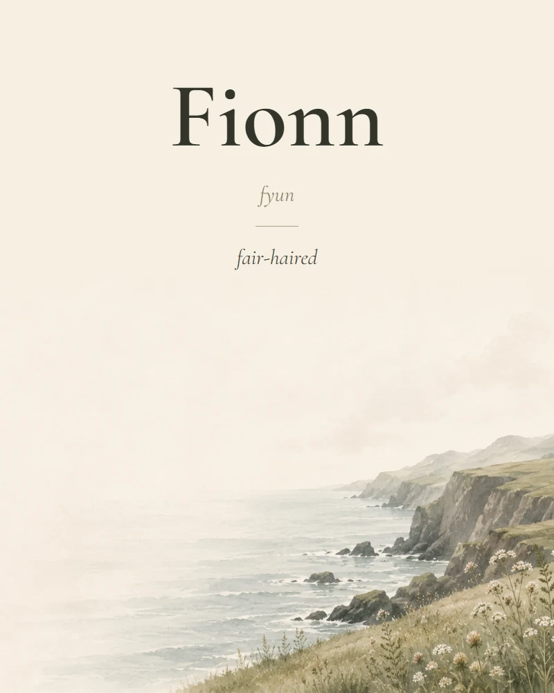 Fionn Irish name print with pronunciation