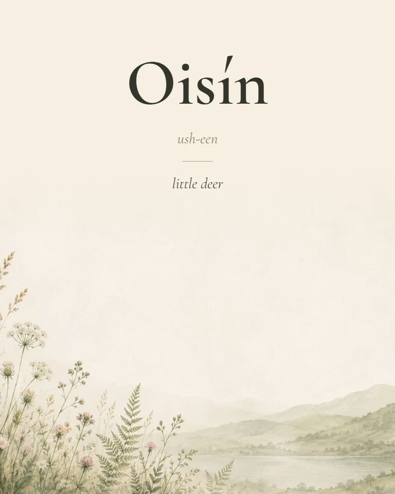Oisín Irish name print with pronunciation