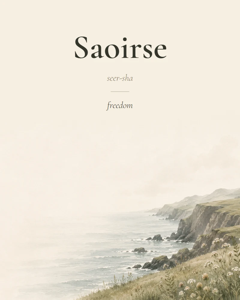 Saoirse Irish name print with pronunciation